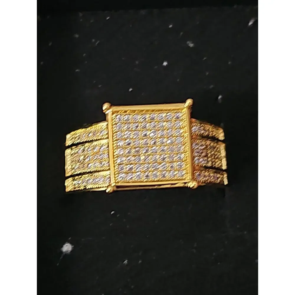 Size 8 Gold-Plated Ring Square Cluster CZ Stones 23.2mm